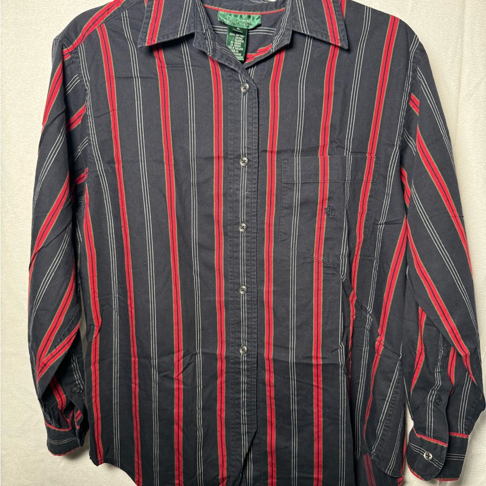 Ralph Lauren Red and Black Casual Button Down Shirt
